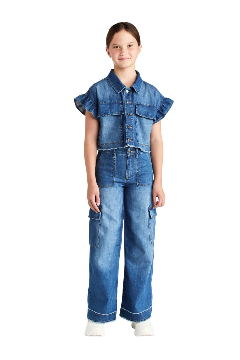 Tractr Cargo Pants - Medium Indigo