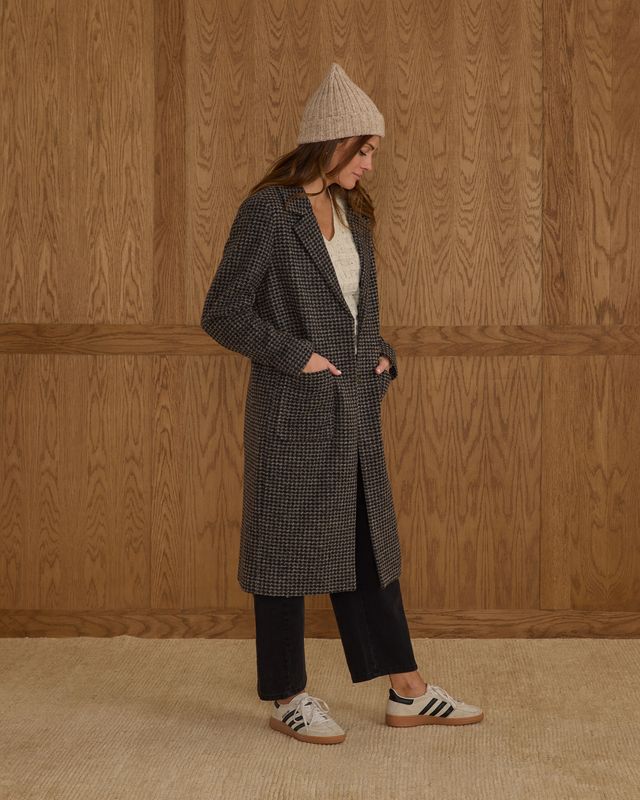 Rylee + Cru Teen Longline Coat - Micro Check