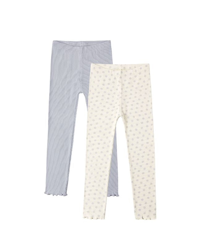 Rylee + Cru Ribbed Legging - Natural Tiny Daisy, Periwinkle