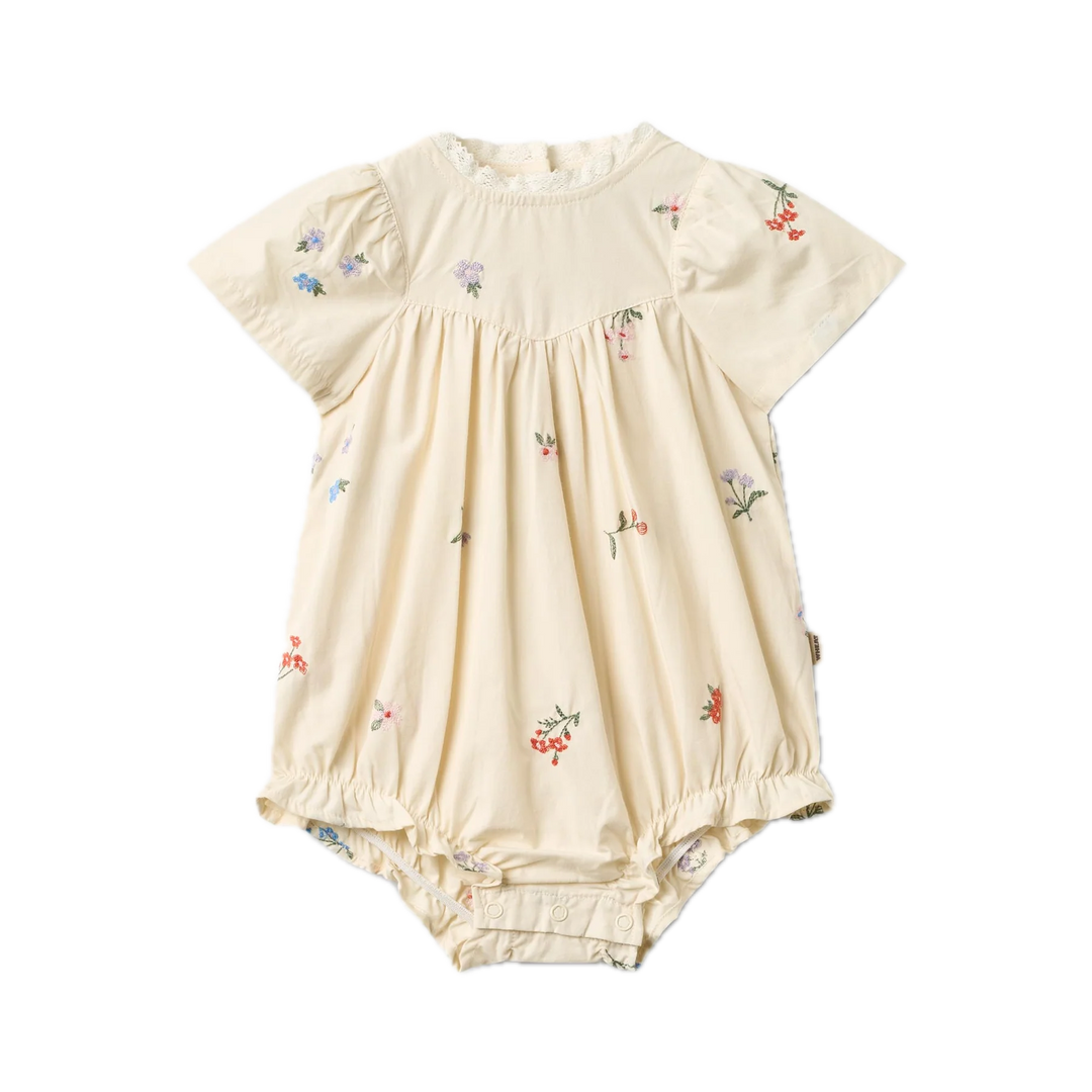 Wheat Romper Margit - Ivory Embroidery Flowers