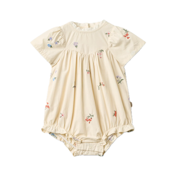 Wheat Romper Margit - Ivory Embroidery Flowers