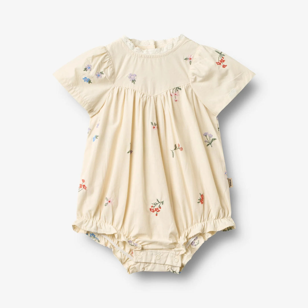 Wheat Romper Margit - Ivory Embroidery Flowers
