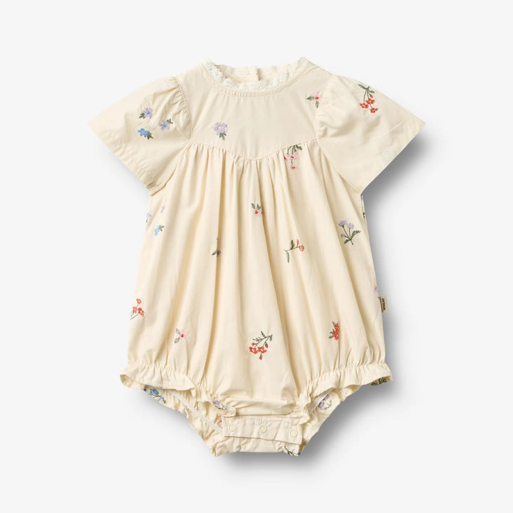 Wheat Romper Margit - Ivory Embroidery Flowers