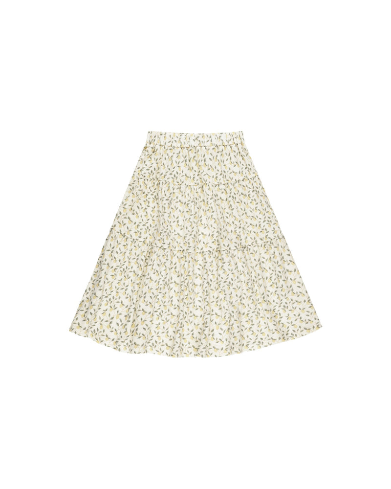 Rylee + Cru Tiered Midi Skirt - Lemons
