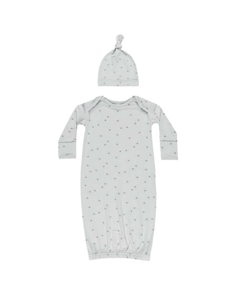 Quincy Mae Bamboo Baby Gown + Hat Set - Twinkle