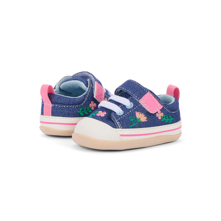 See Kai Run Stevie Mini Sneaker - Blue Denim/Garden