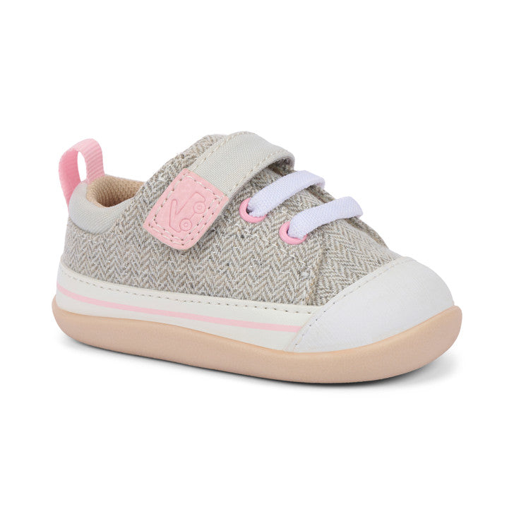 See Kai Run Stevie Mini First Walker Sneaker - Grey Herringbone