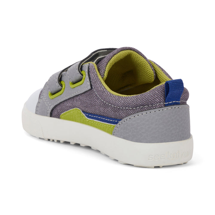 See Kai Run Riley Sneaker - Gray Denim/Lime
