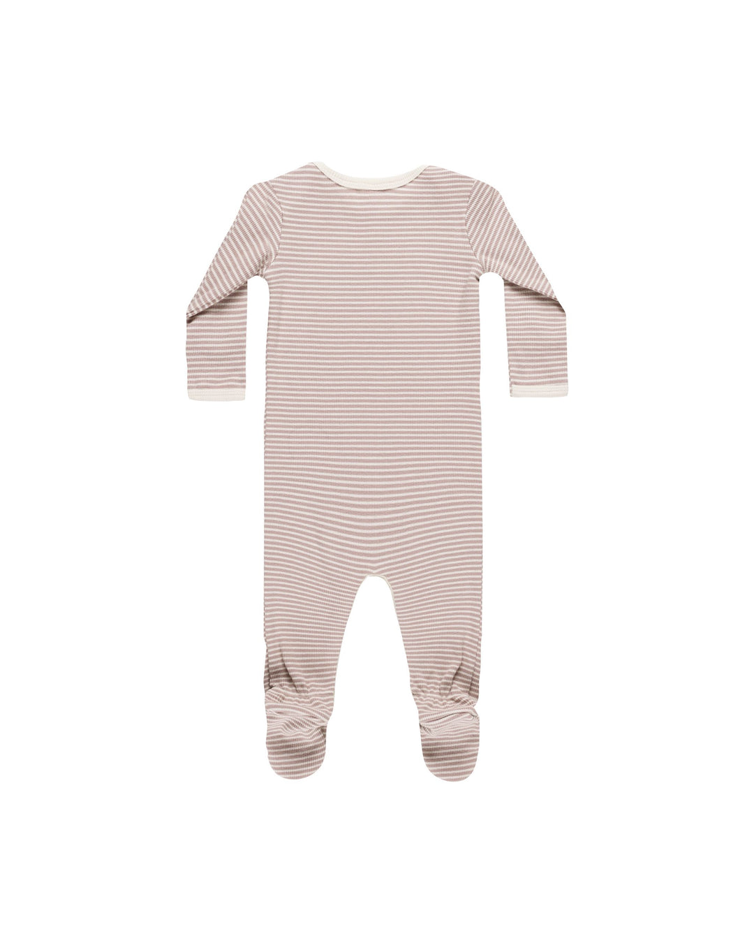 Quincy Mae Ribbed Footie - Mauve Stripe