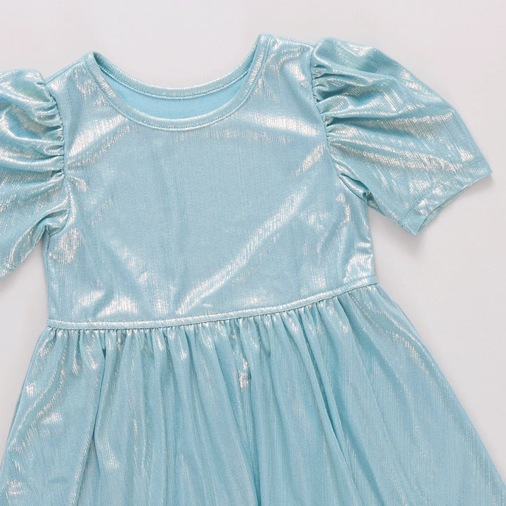 Pink Chicken Lame Laurie Dress - Ice Blue