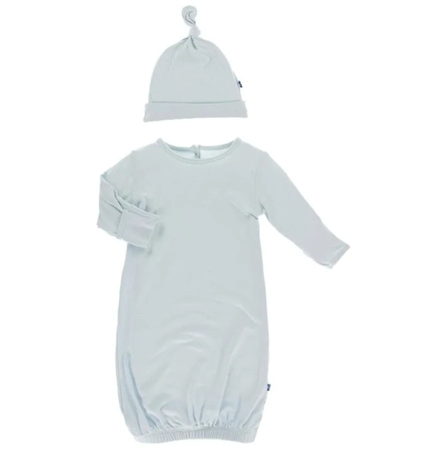 Kickee Pants Layette Gown & Single Knot Hat Set