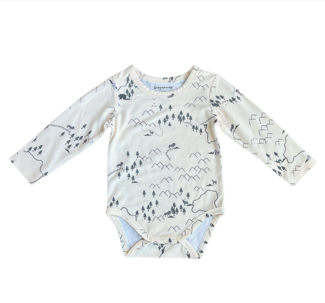 Babysprouts Long Sleeve Bodysuit - Woodland Map