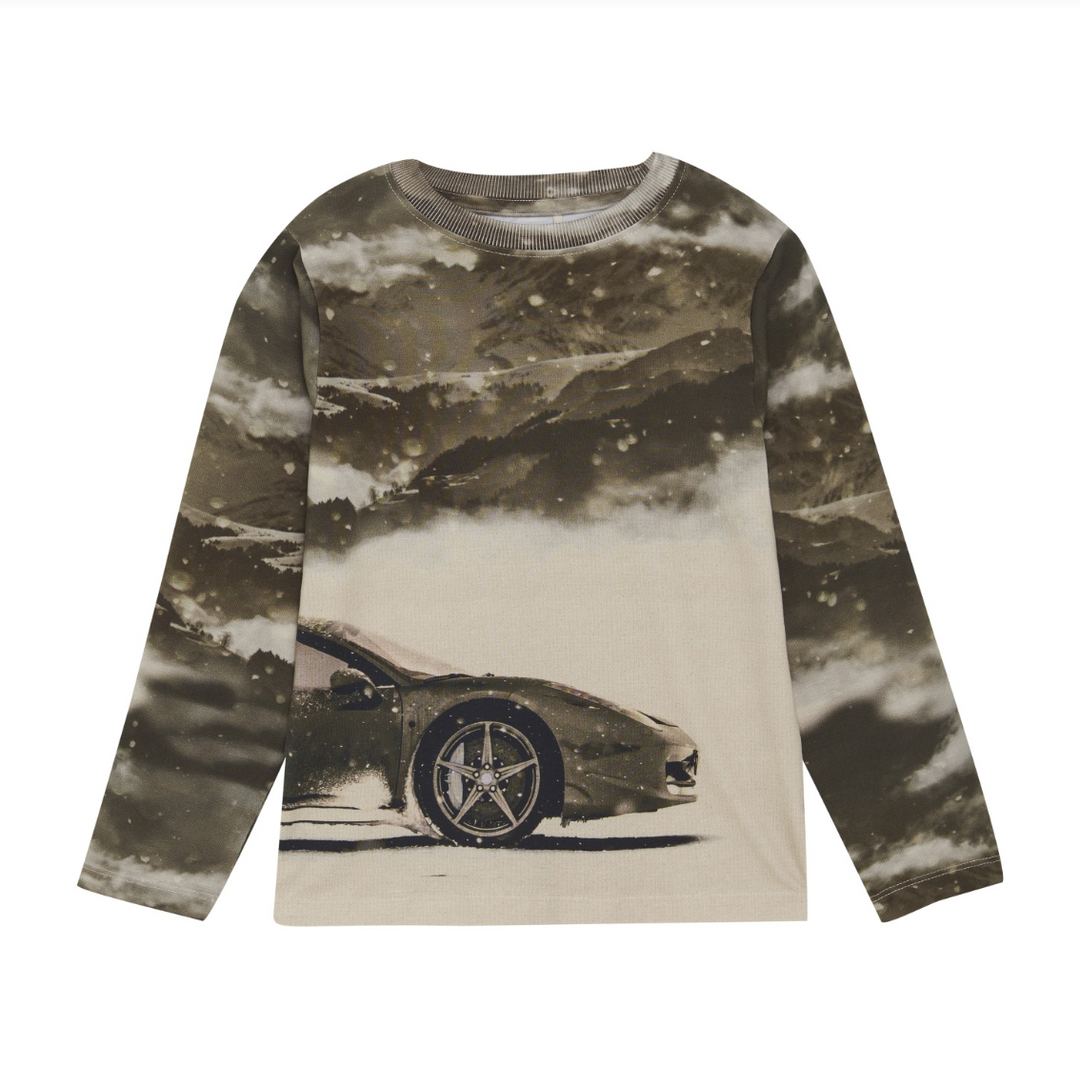 Minymo Long Sleeve Car T-Shirt - Sepia