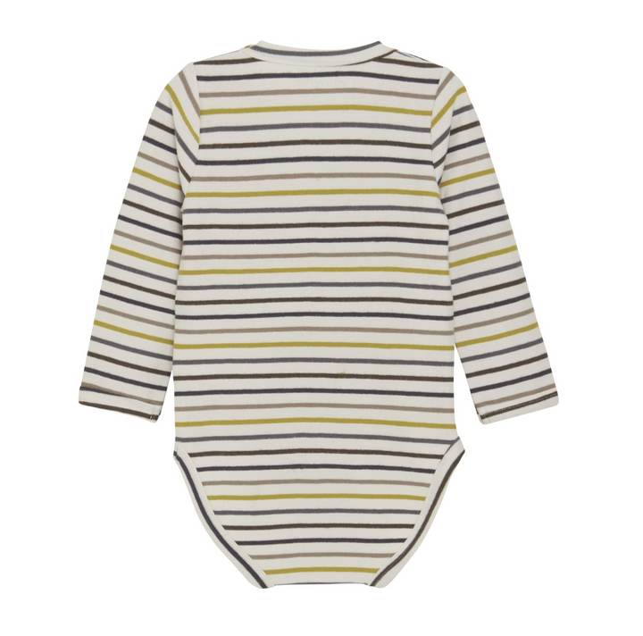 Minymo Long Sleeve Striped Bodysuit - Moonbeam