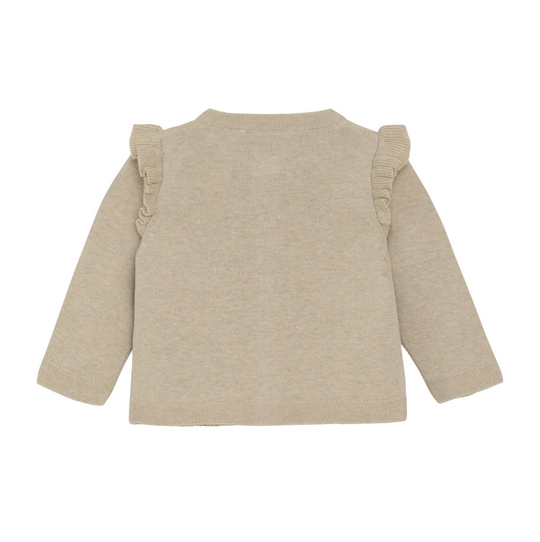 Minymo Knit Floral Cardigan - Beige Melange