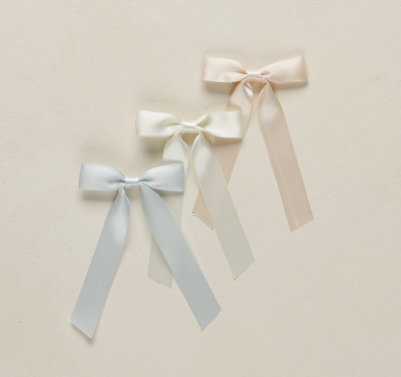 Noralee Satin Ribbon Bow - Blush, Ivory, Powder Blue