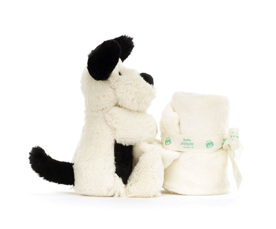 Jellycat Bashful Black and Cream Puppy Soother
