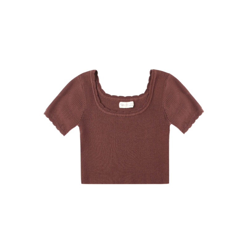 Rylee + Cru Teen Scallop Tee - Burgundy