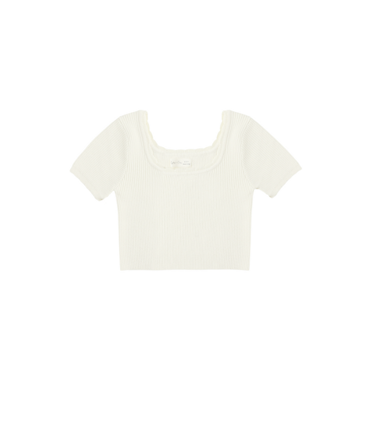 Rylee + Cru Scallop Tee - Natural - Teen