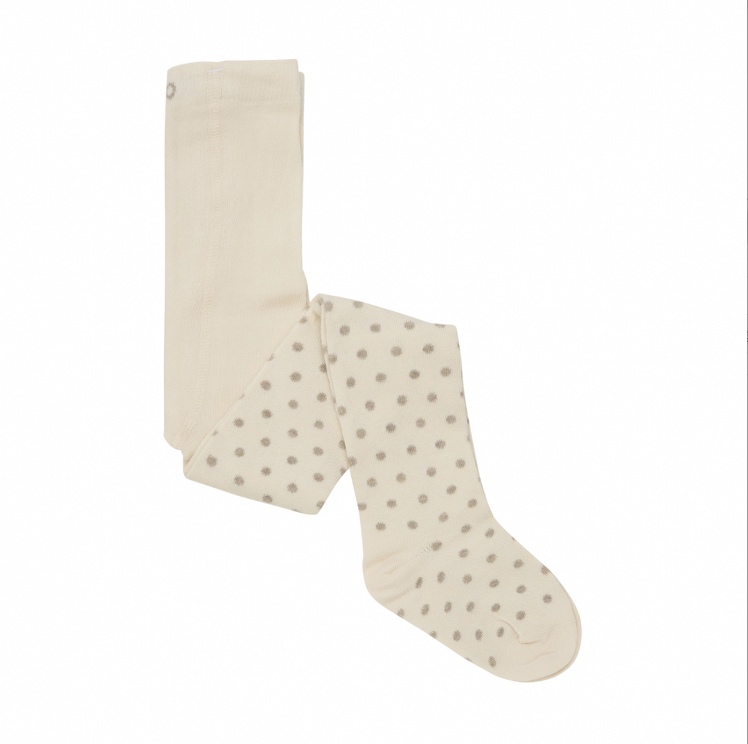 Minymo Tights 2-pack - Taupe/Ivory Dots