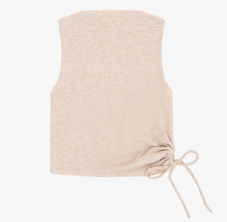 Tenly Hacci Ribbed Drawstring Tank - Latte