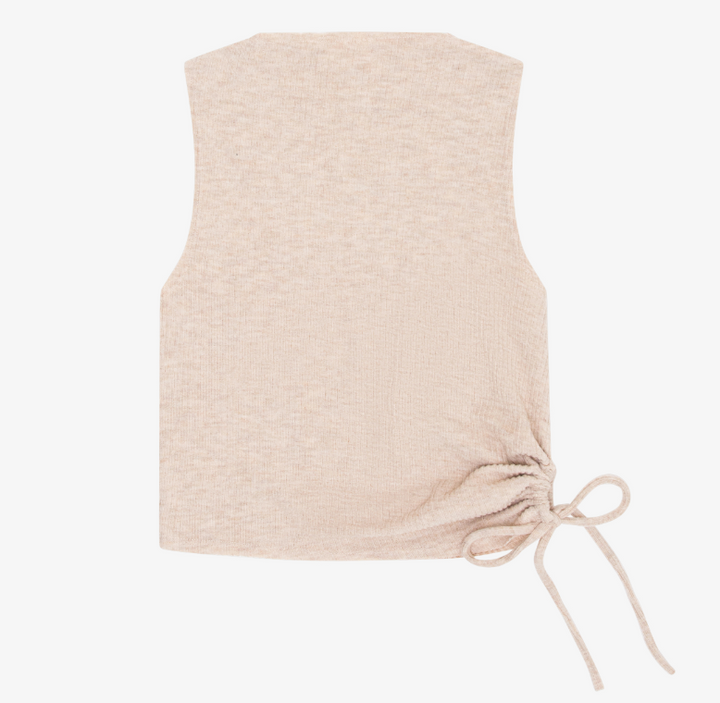 Tenly Hacci Ribbed Drawstring Tank - Latte