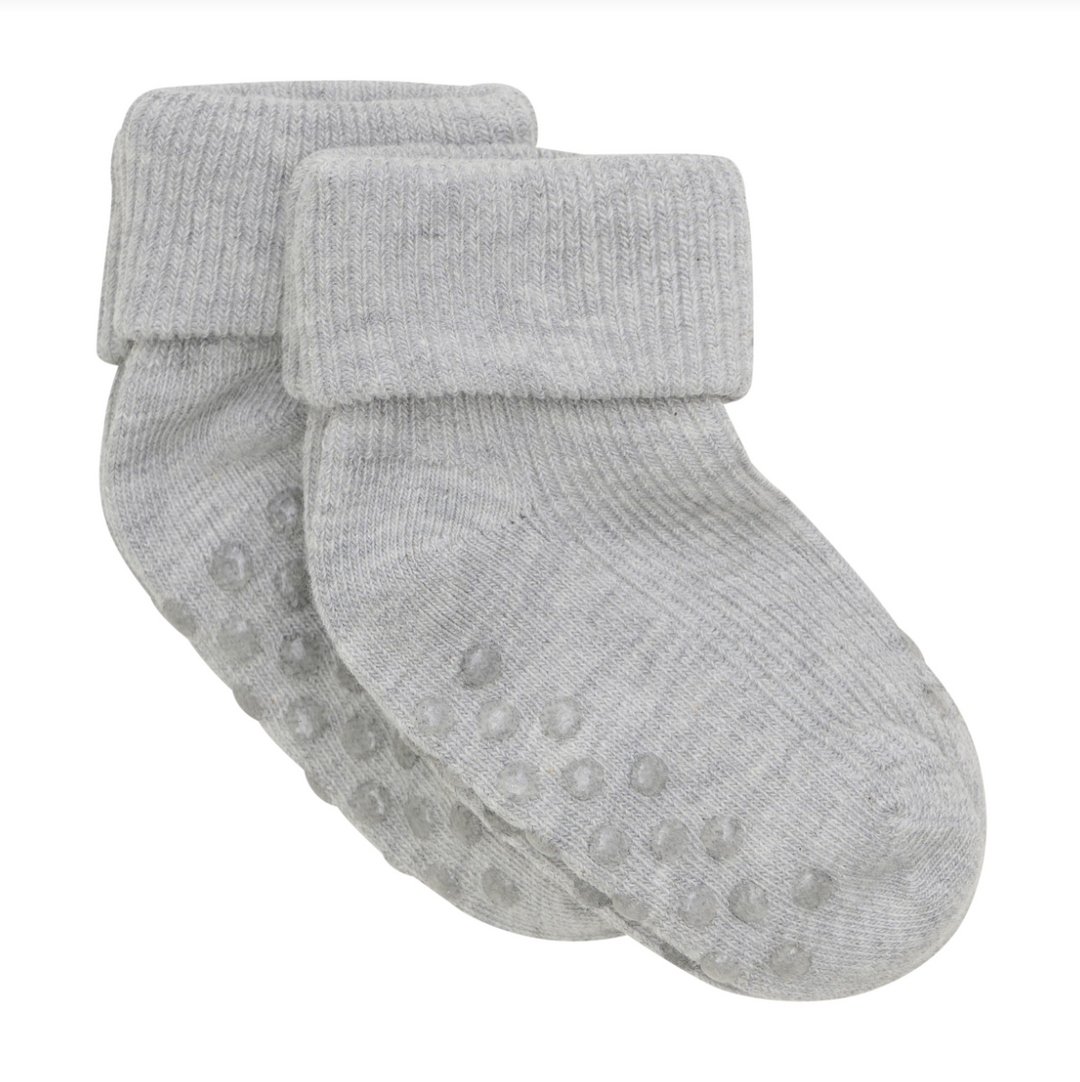 Minymo Ribbed Grippy Baby Socks - Light Grey