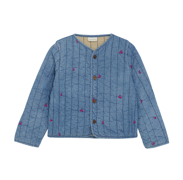Minymo Blue Quilted Jacket - Cherries