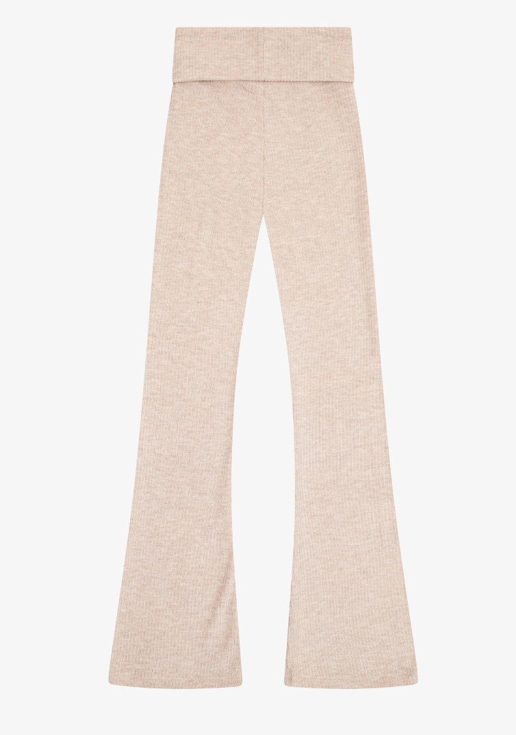 Tenly Hacci Ribbed High Waisted Flared Pant - Latte