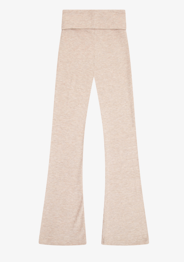 Tenly Hacci Ribbed High Waisted Flared Pant - Latte