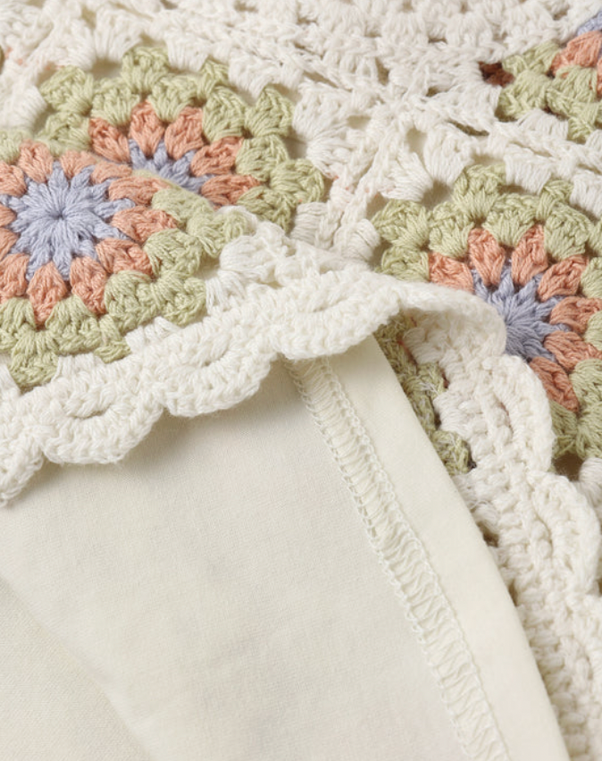 Rylee + Cru Crochet Tank Set - Citron Daisy Check