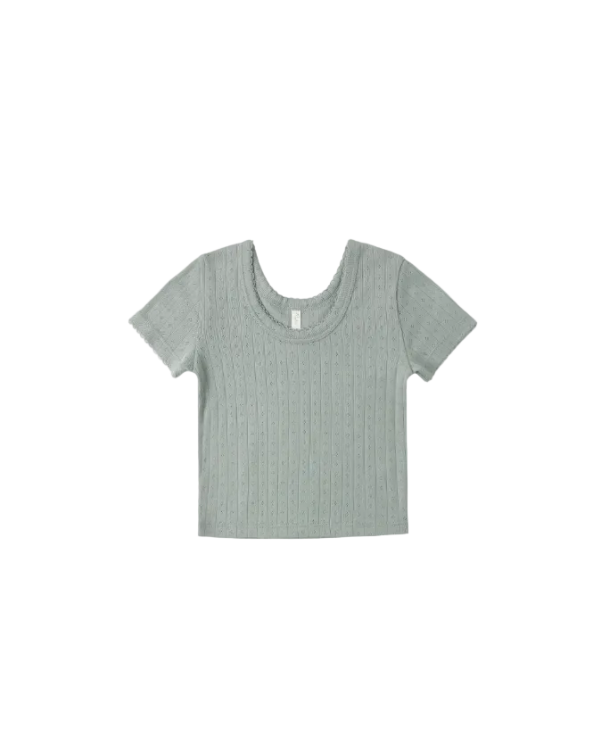 Rylee + Cru Pointelle Tee - Sea Green
