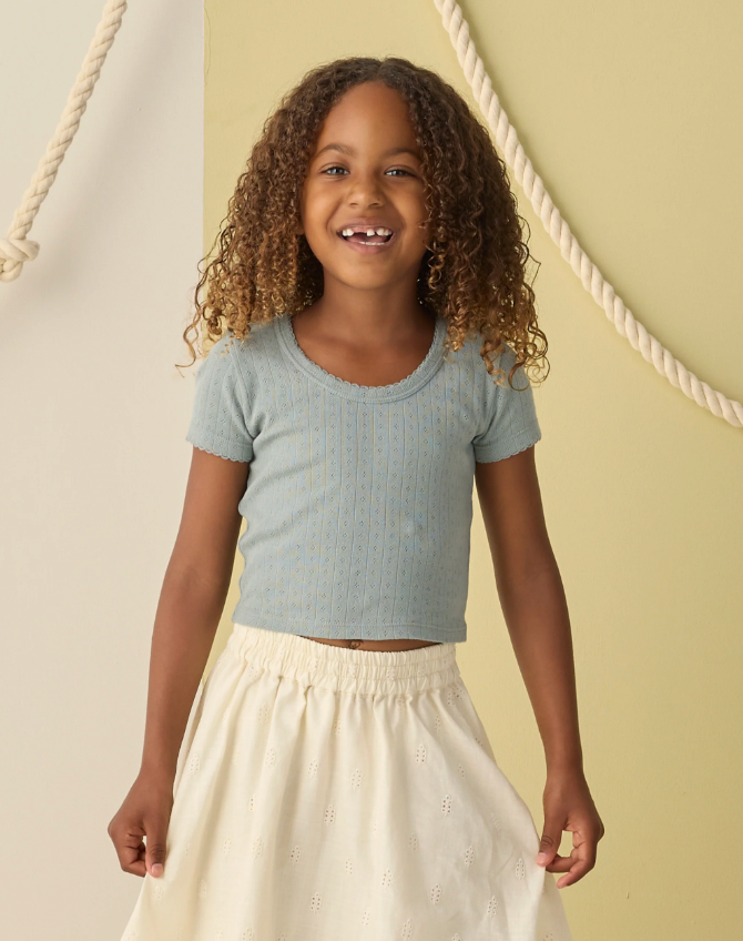 Rylee + Cru Pointelle Tee - Sea Green