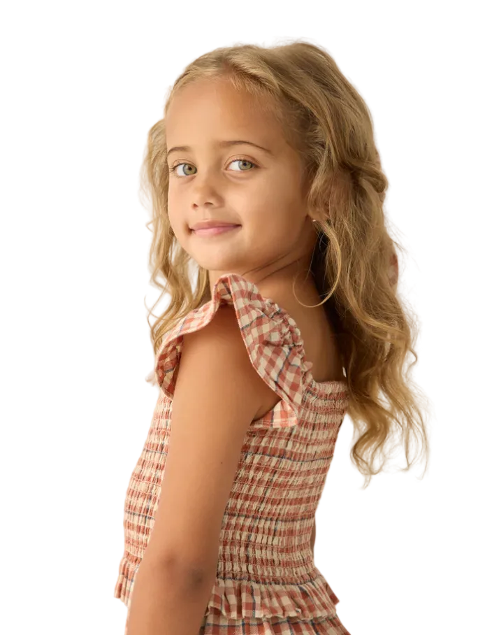 Rylee + Cru Zayla Top - Poppy Gingham