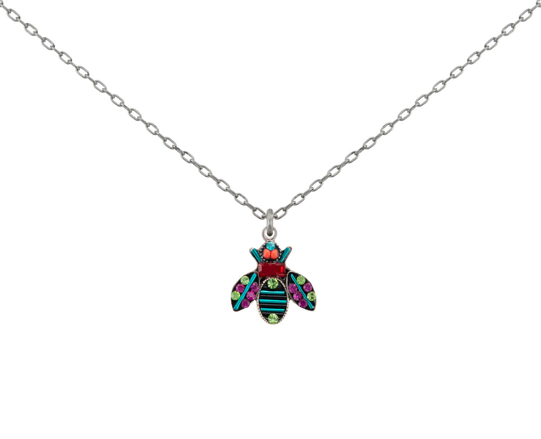 Firefly Bee Necklace- Blue Zircon