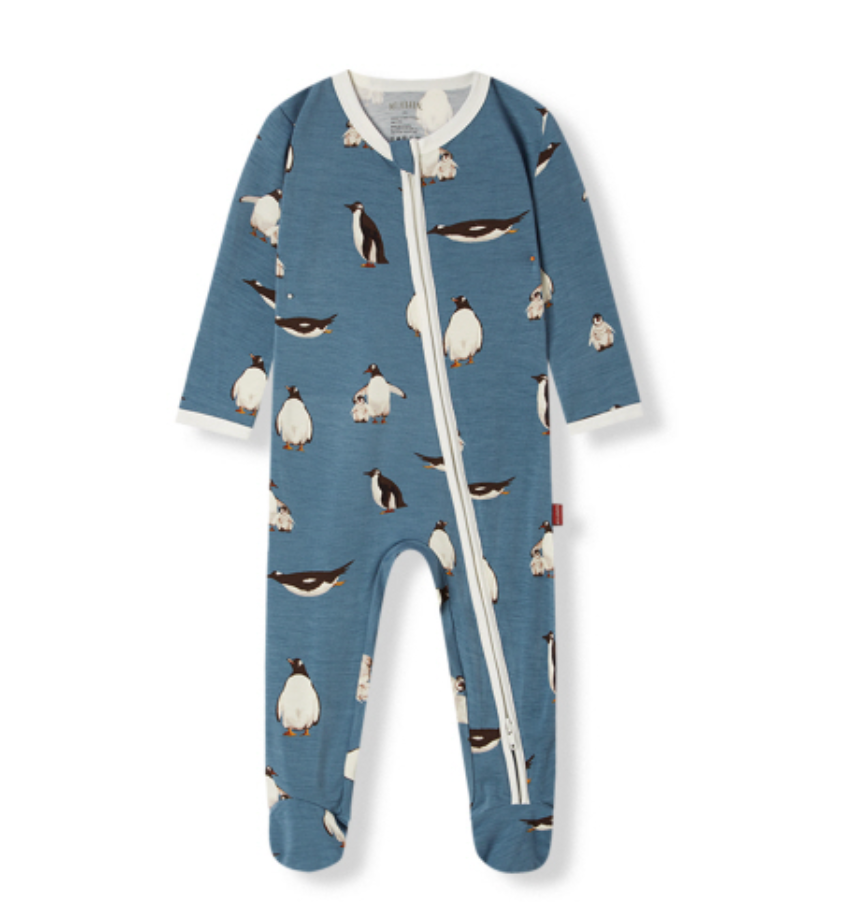 Milkbarn Penguin Luxe Stretch Zipper Footed Romper