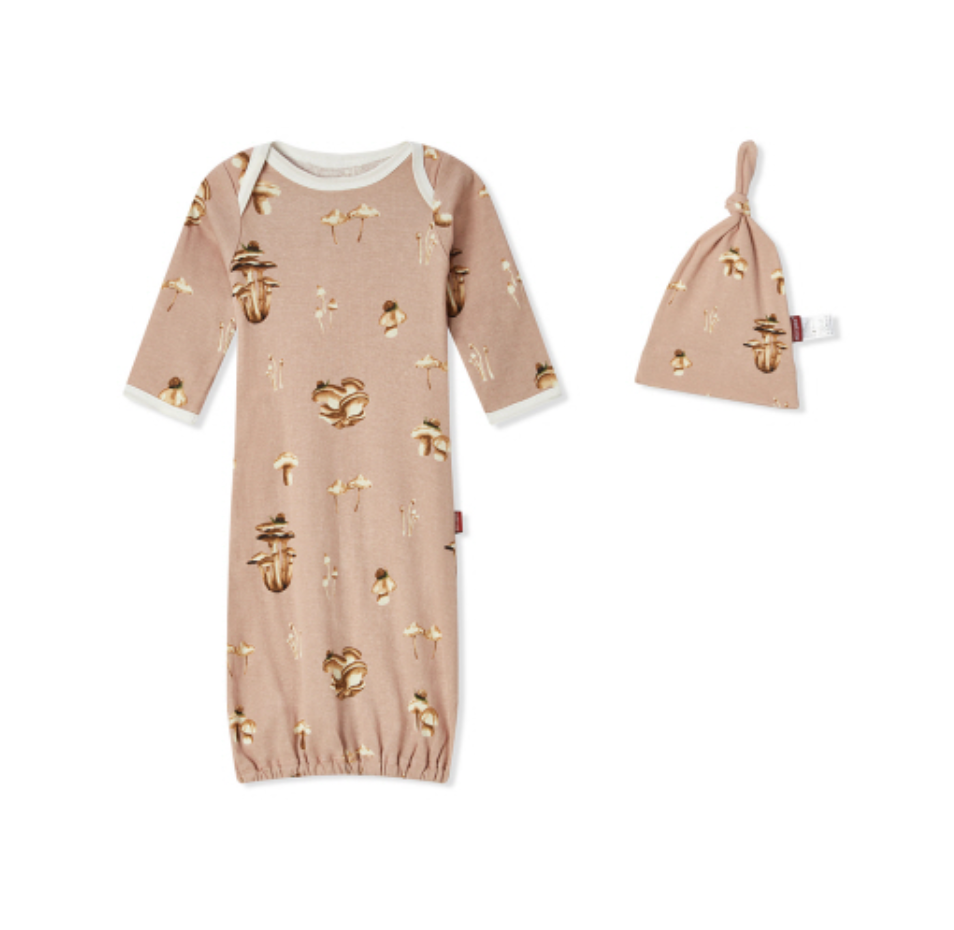 Milkbarn Mushroom Organic Gown & Hat Set