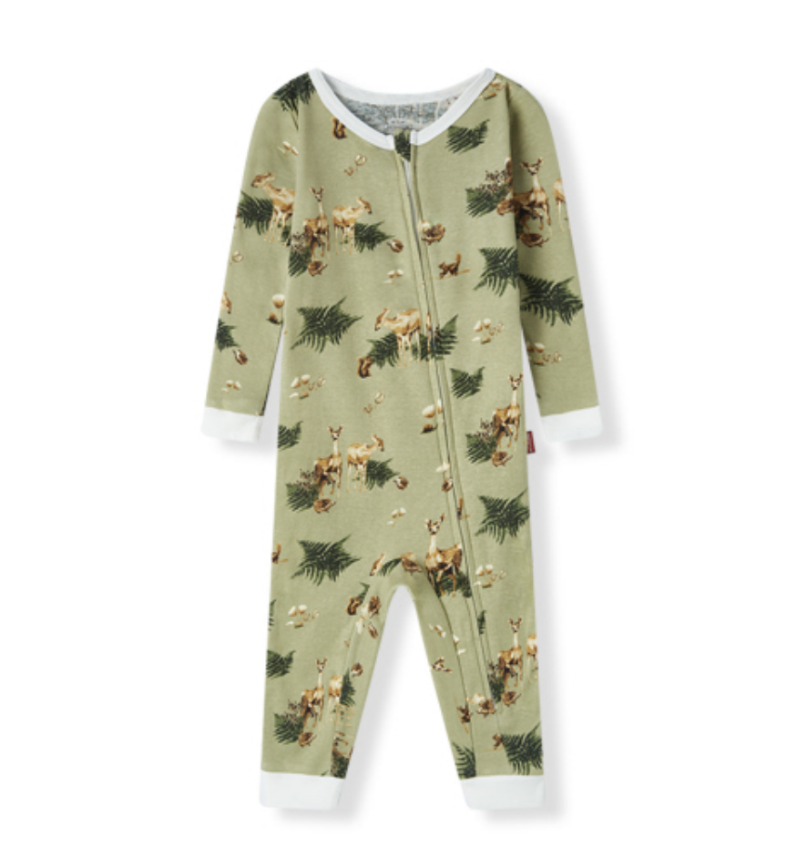 Milkbarn Forest Party Organic Cotton Zipper Pajamas