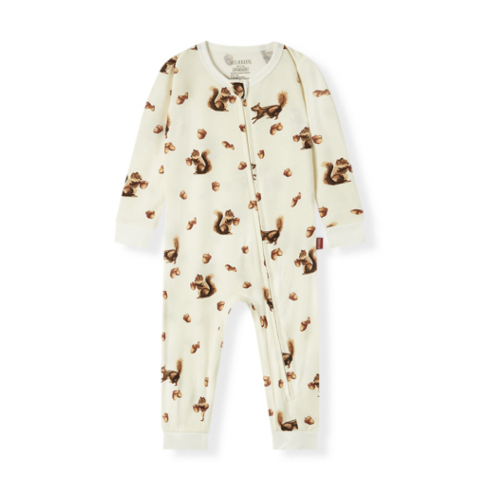 Milkbarn Chipmunk Luxe Stretch Zipper Pajamas