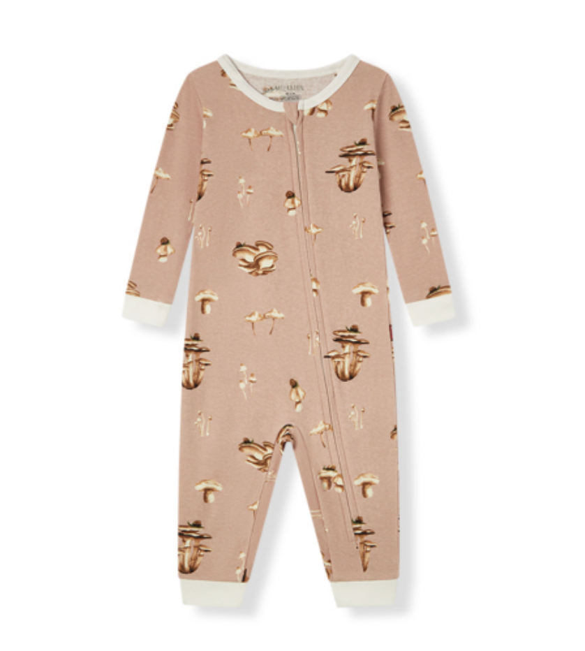 Milkbarn Mushroom Organic Cotton Zipper Pajamas