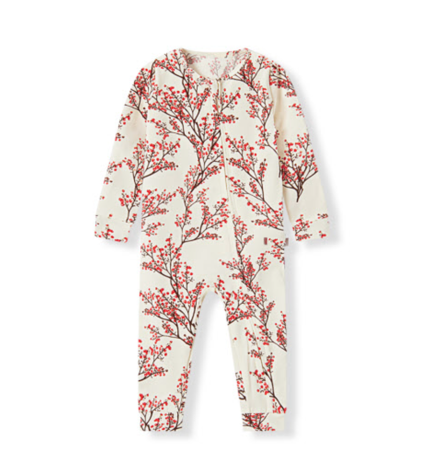 Milkbarn Winterberry Cotton Stretch Zipper Pajama