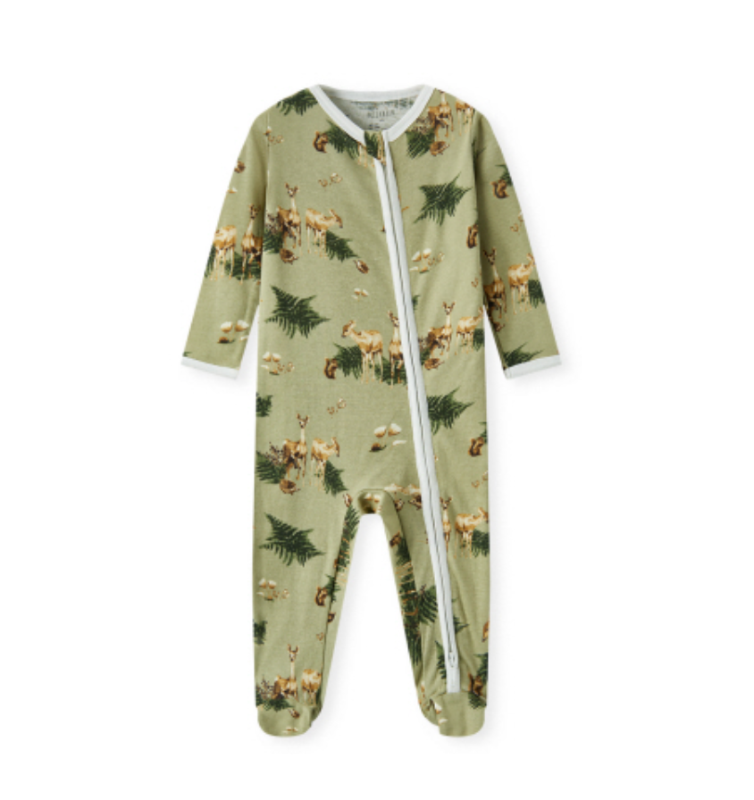 Milkbarn Forest Party Organic Cotton Zipper Footed Romper