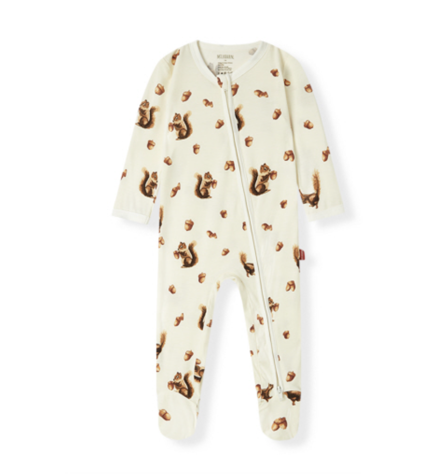 Milkbarn Chipmunk Luxe Stretch Zipper Footed Romper