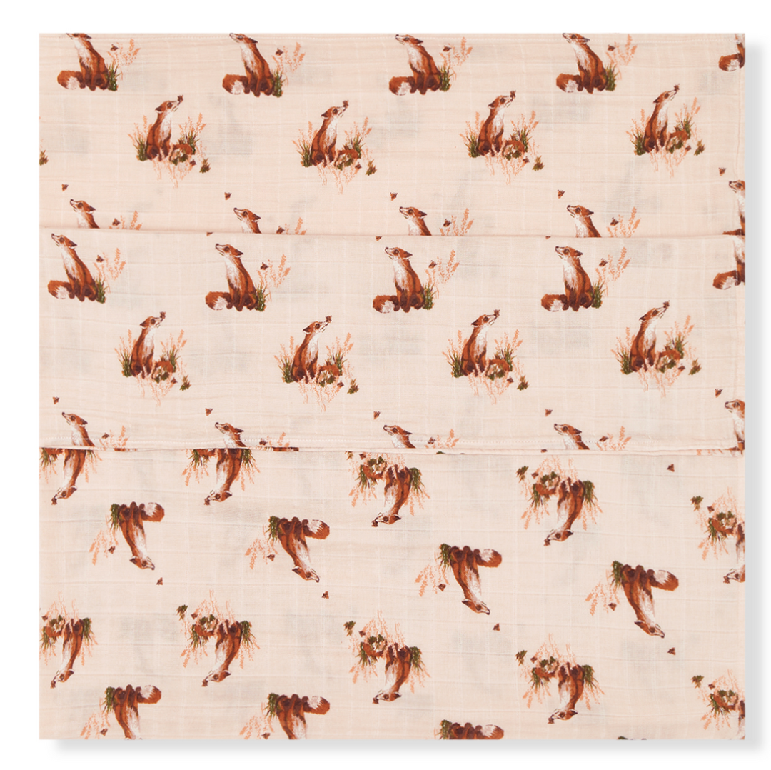 Milkbarn Floral Fox Organic Cotton Swaddle