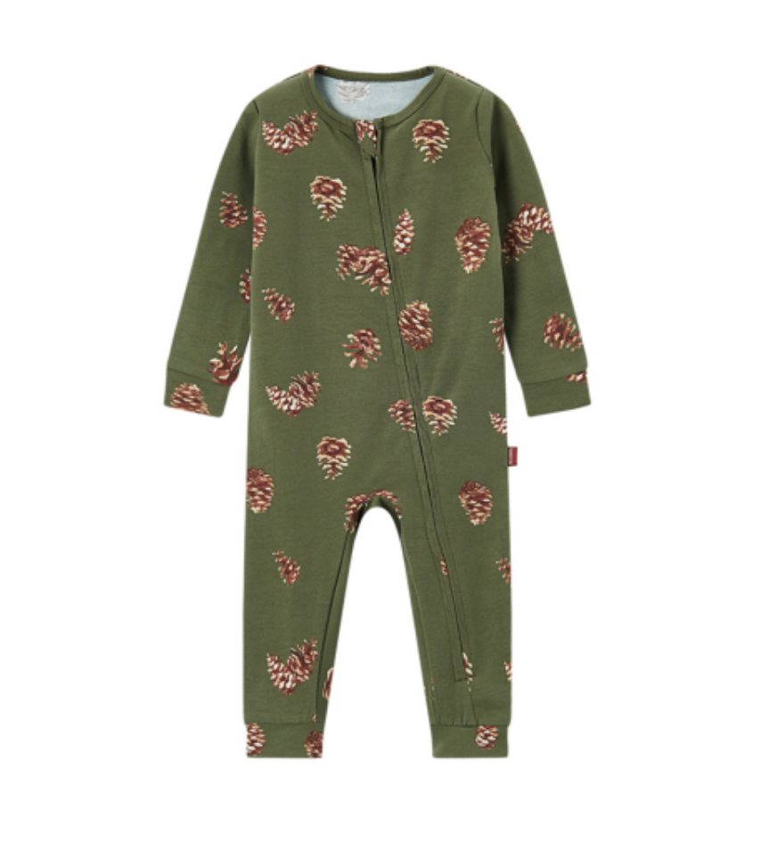 Milkbarn Pinecone Cotton Stretch Zipper Pajamas