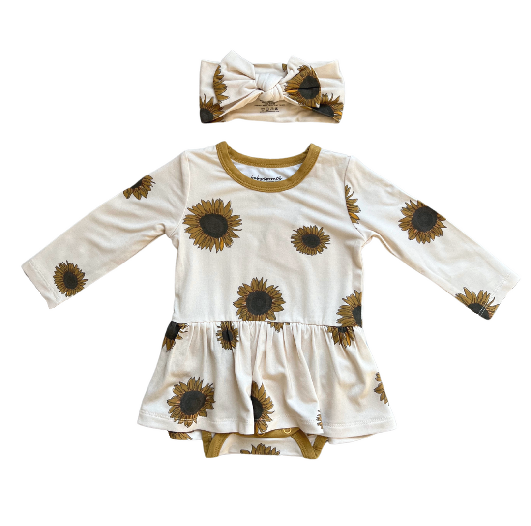 Babysprouts Sunflower Ruffle Bodysuit + Headband Set