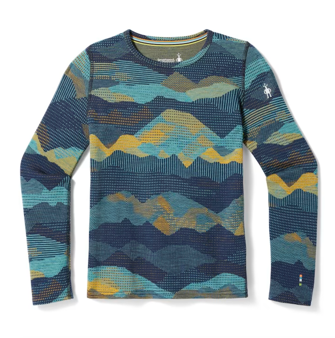 Smartwool Kids' Classic Thermal Merino Base Layer Crew - Blueberry Mountainscape