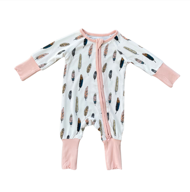Babysprouts Long Sleeve Zip Romper - Feather