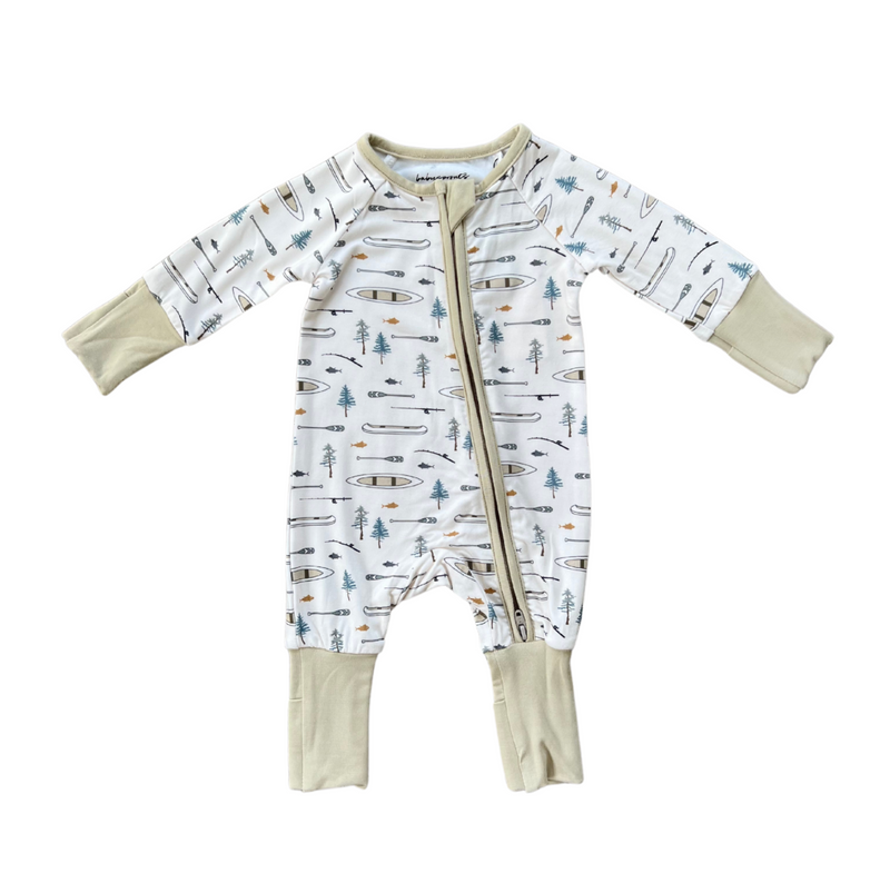 Babysprouts Long Sleeve Zip Romper - Canoe