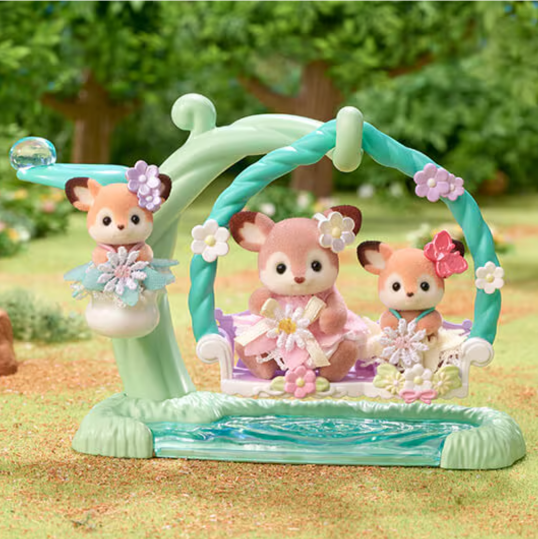 Calico Critters Deer Family Floral Swing Set